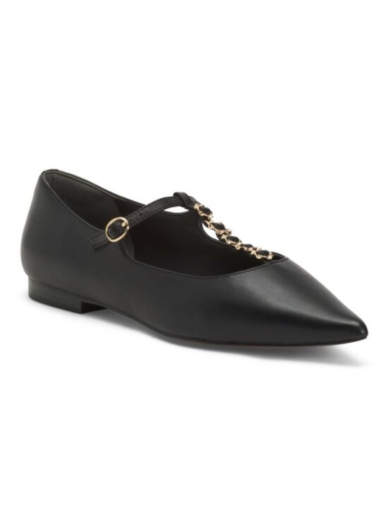 LINEA PAOLO Shoes - LINEA PAOLO Leather T-strap Ballet Flats